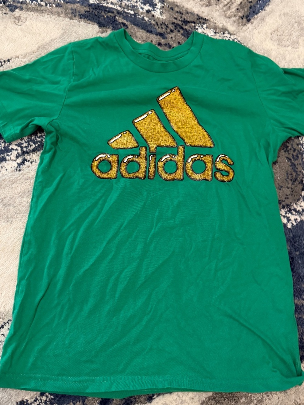 Adidas Boys Green Logo Graphic T-Shirt Size L 14/16